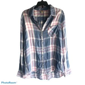 Woolrich Blue Pink Plaid Button-up Shirt Medium
